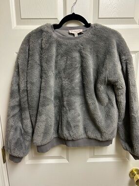 Philosophy Soft Grey Faux Fur Crewneck Pullover